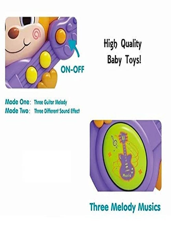 Quasar Guitar Monkey Musical Toys for Kids Attractive Different Types of Light and Sound Rattle Early Learning Fun Creative Toys Pack of 1 - Multicolor - Image 2